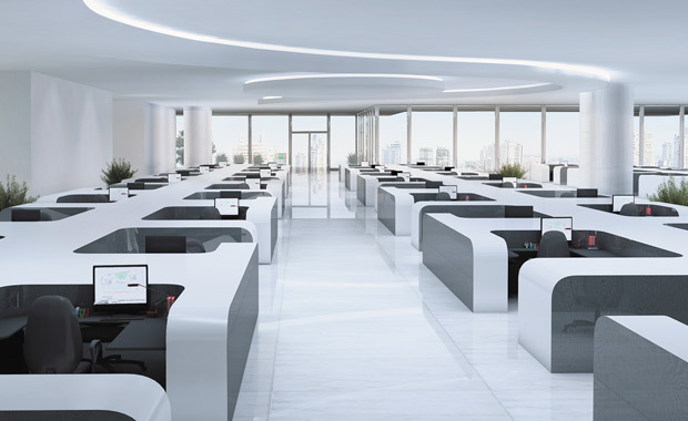 Large workspaces - up to 80,000 sft on one floor (3D Render)