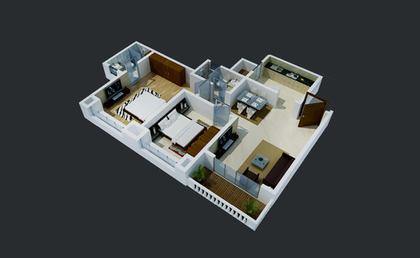 Sample interior layout (3D Render)